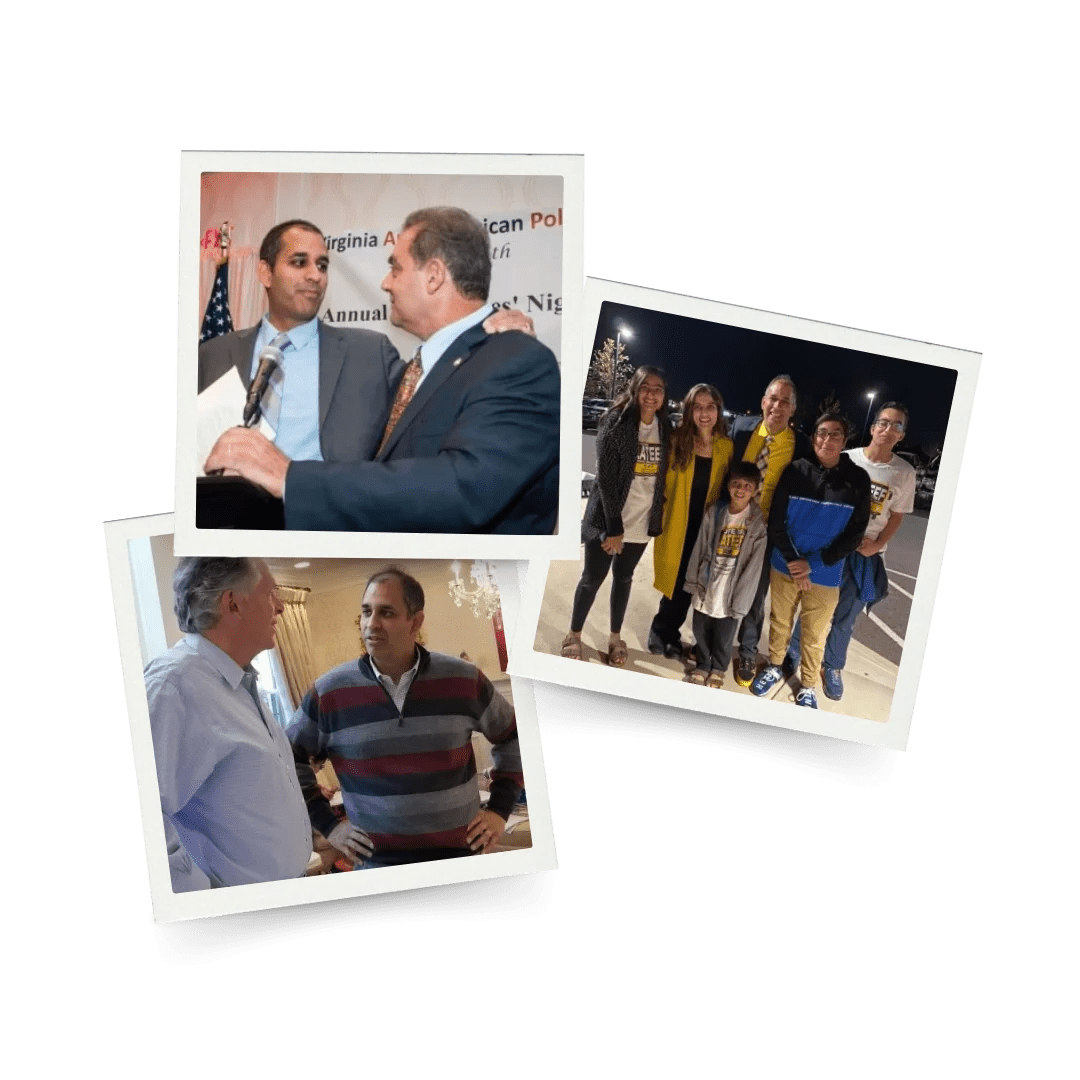 A collection of images showing Dr. Babur Lateef being sworn in, in his medical practice, in front of various buildings, and addresing voters.